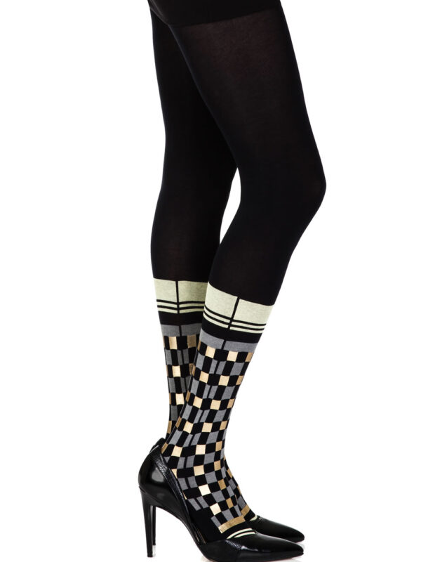 Zohara "Happy Socks" Black Print Tights
