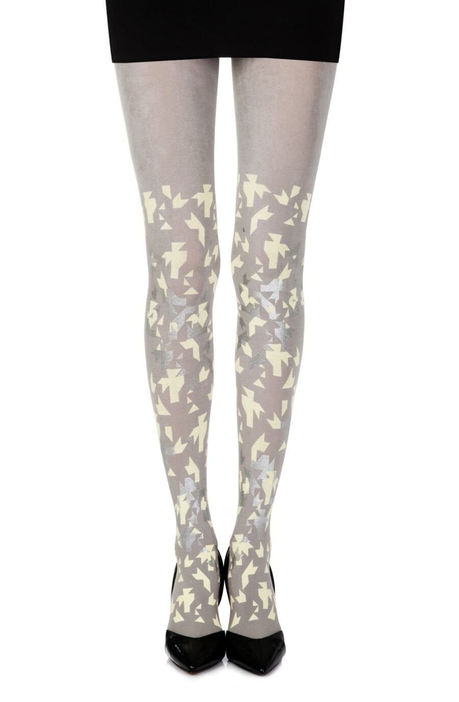Zohara "Confetti" Grey Print Tights - Image 3