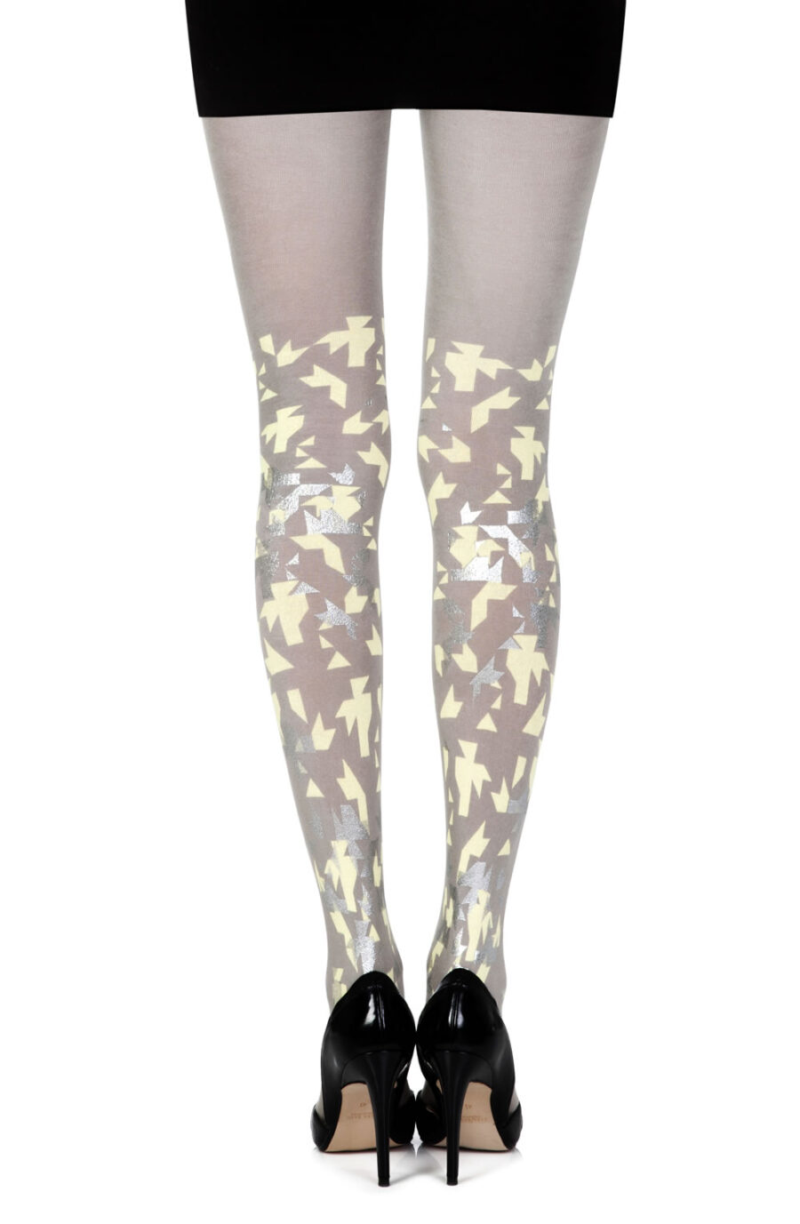 Zohara "Confetti" Grey Print Tights - Image 2