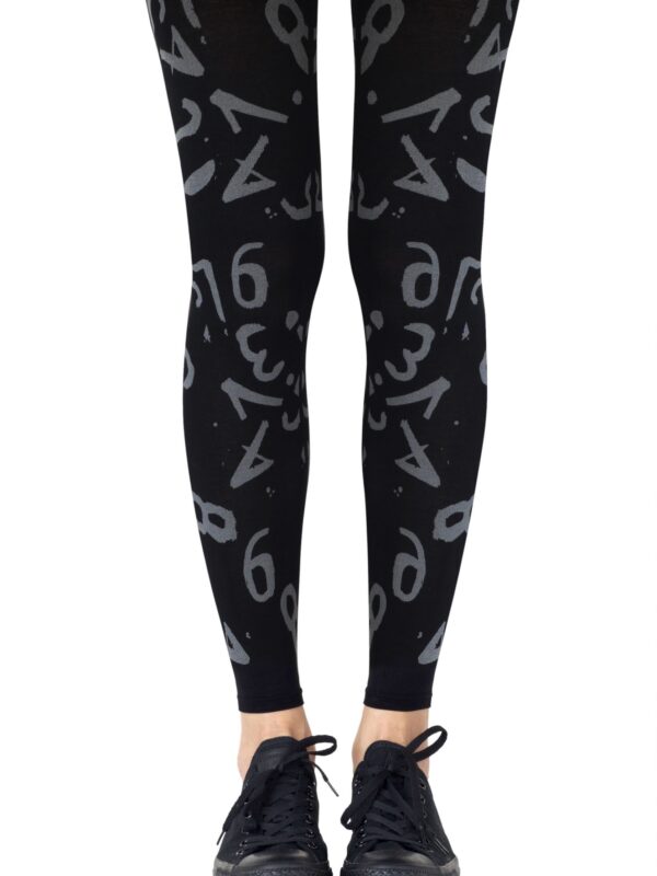 Zohara "Lucky Number" Light Grey Print Footless Tights