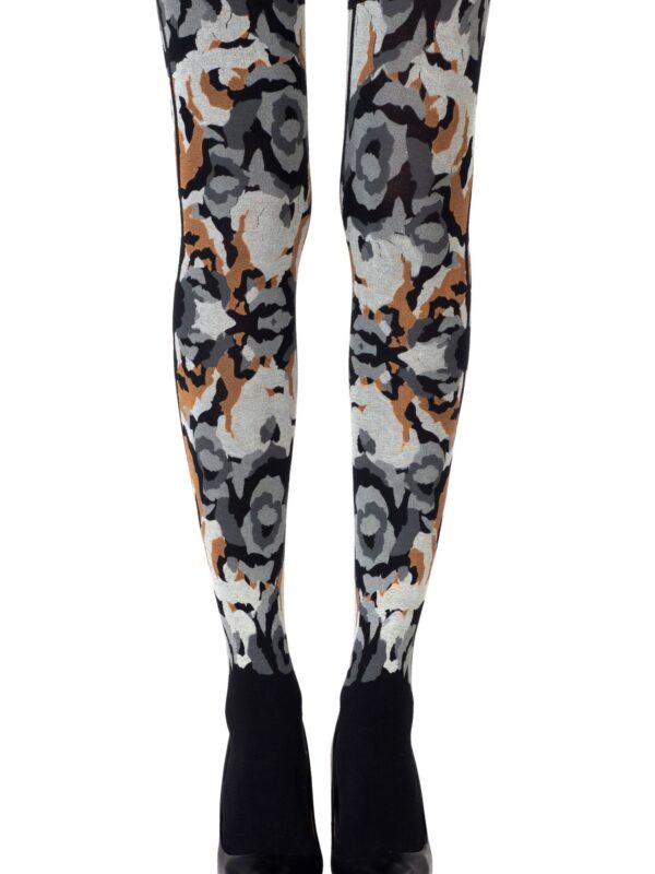 Zohara "Earth Goddess" Grey Orange Print Tights