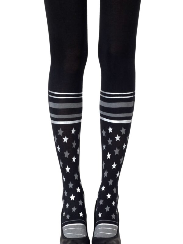 Zohara "Sock It To Me" Grey Silver Print Tights