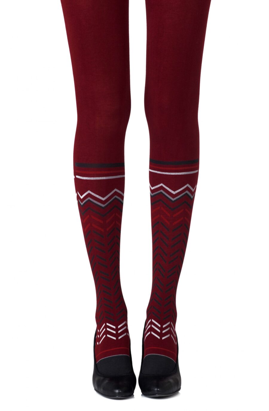Burgundy Print Tights